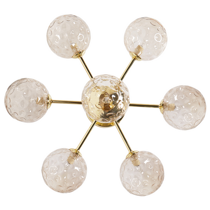 7 Light Beige And Gold Glass Ceiling Fixture