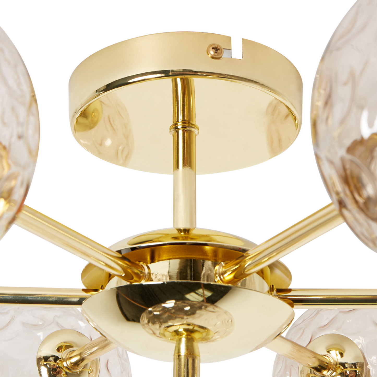 7 Light Beige And Gold Glass Ceiling Fixture
