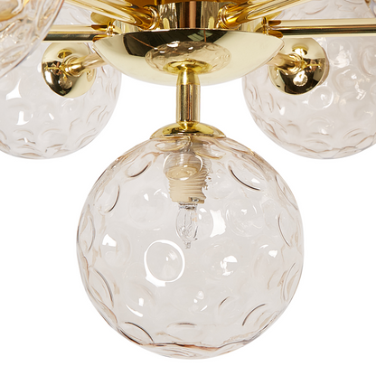 7 Light Beige And Gold Glass Ceiling Fixture