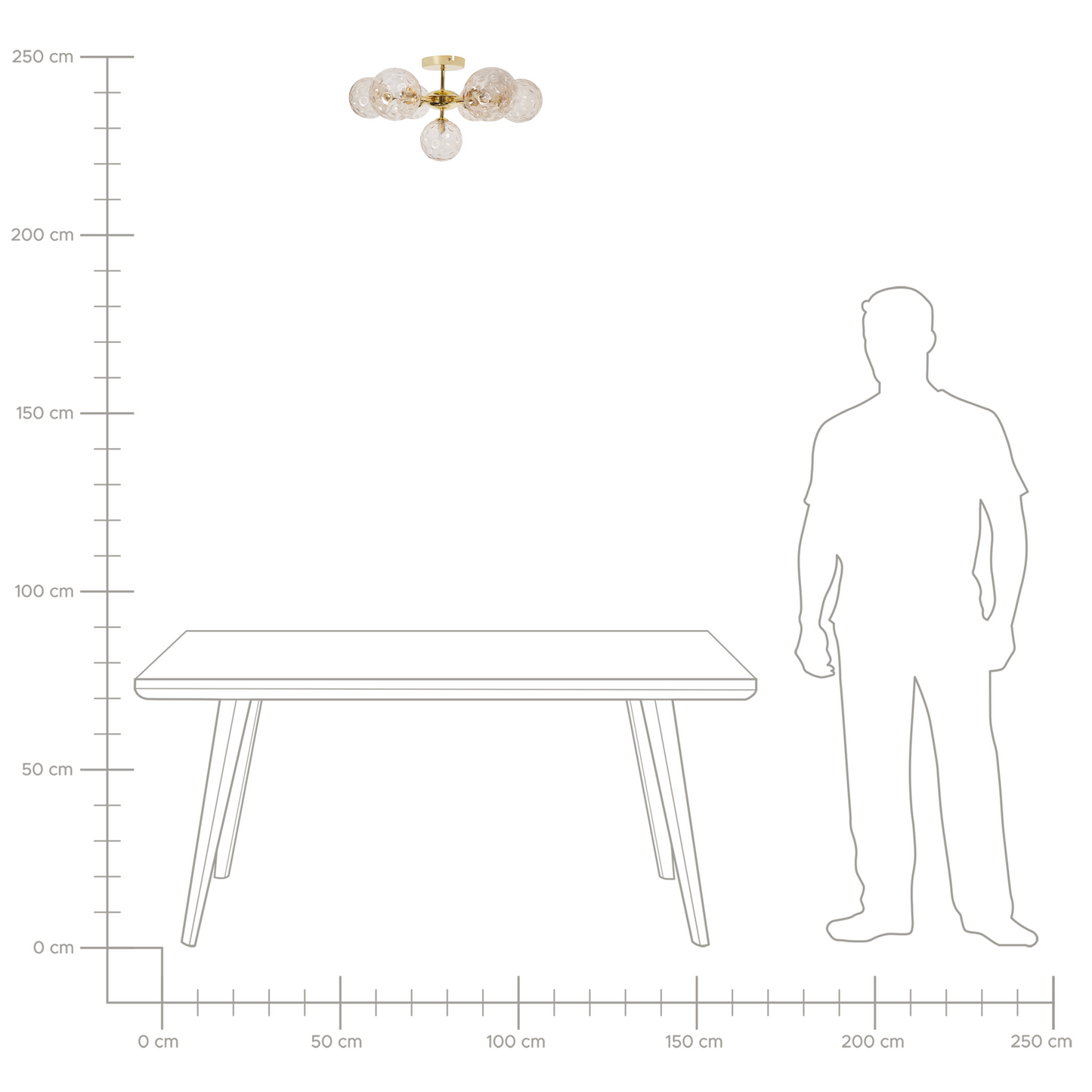 7 Light Beige And Gold Glass Ceiling Fixture