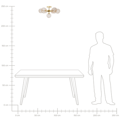 7 Light Beige And Gold Glass Ceiling Fixture