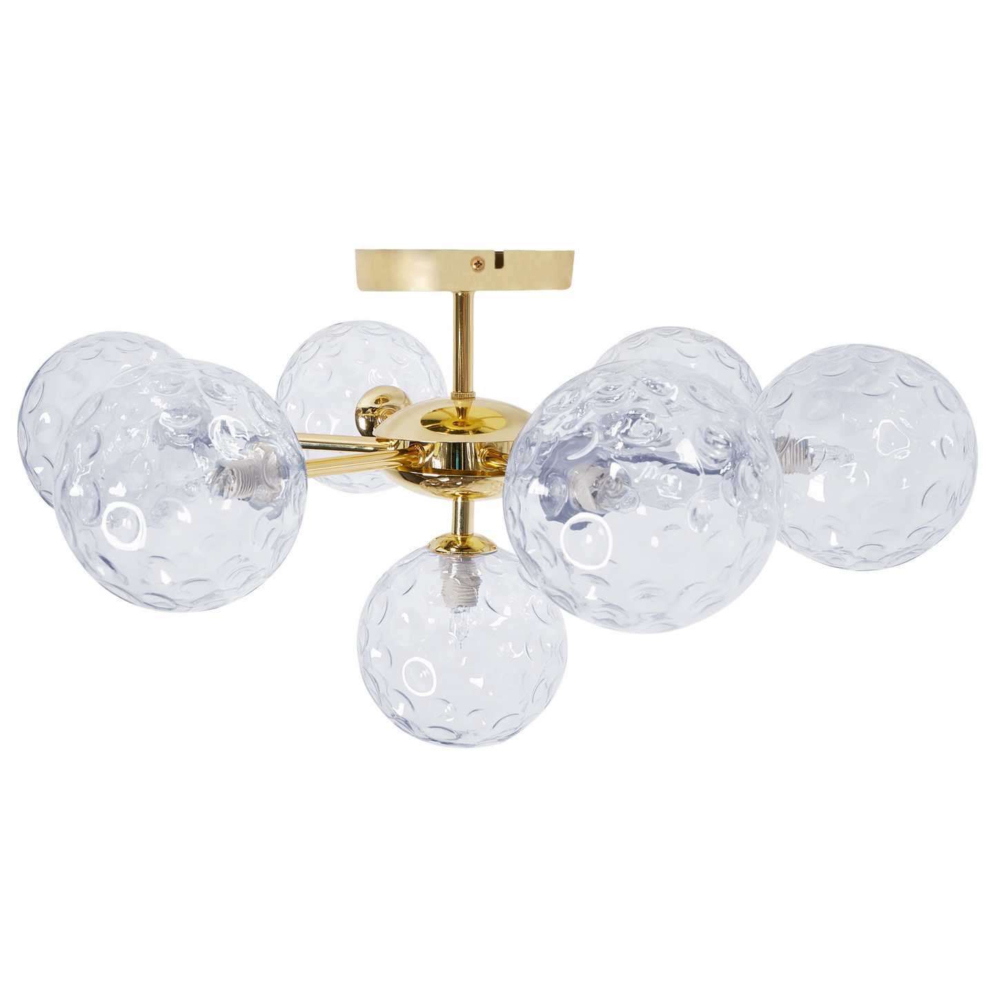 Seven Light Ceiling Chandelier Blue And Gold Glass And Iron Modern Glam Living Room