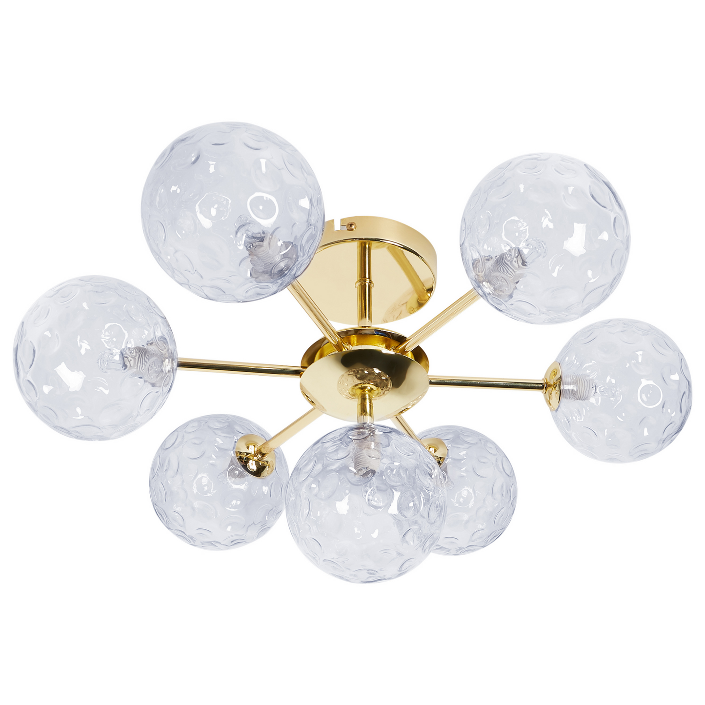Seven Light Ceiling Chandelier Blue And Gold Glass And Iron Modern Glam Living Room