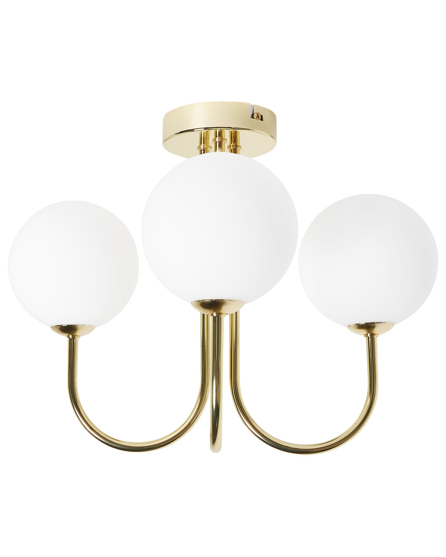 Three Light Ceiling Fixture White Gold Glass Iron