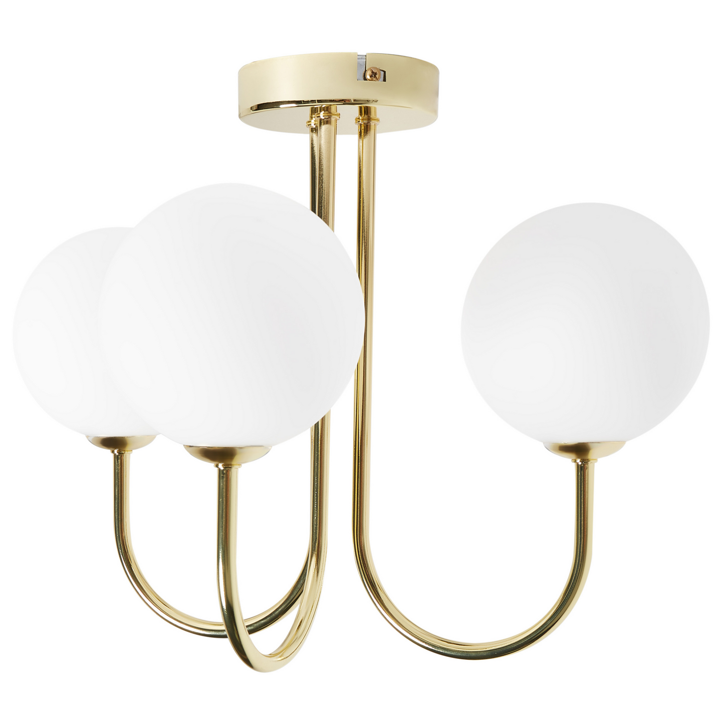 Three Light Ceiling Fixture White Gold Glass Iron