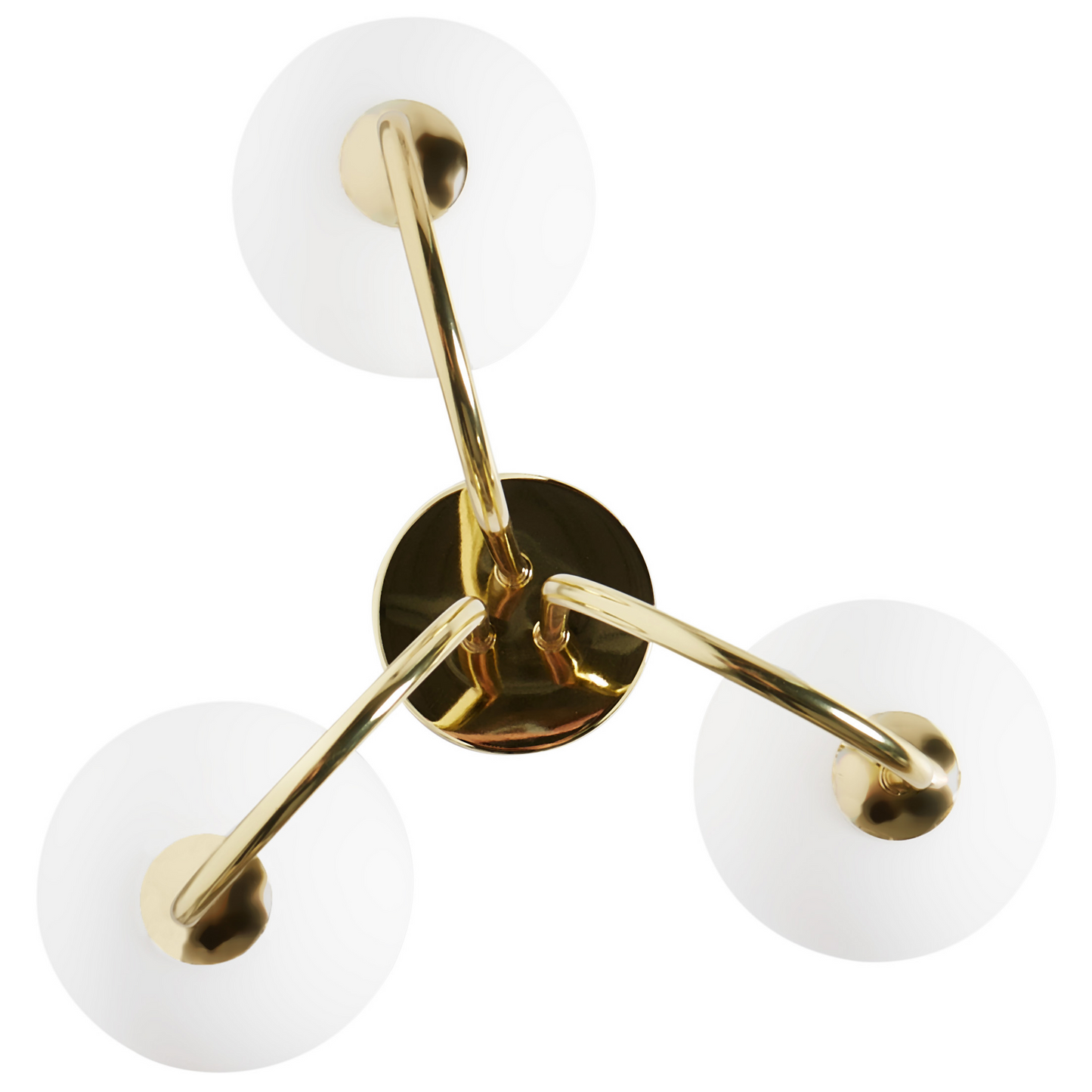 Three Light Ceiling Fixture White Gold Glass Iron