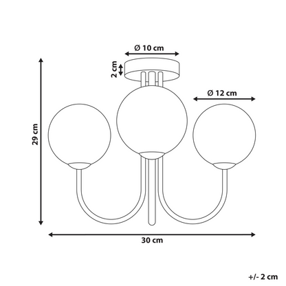 Three Light Ceiling Fixture White Gold Glass Iron