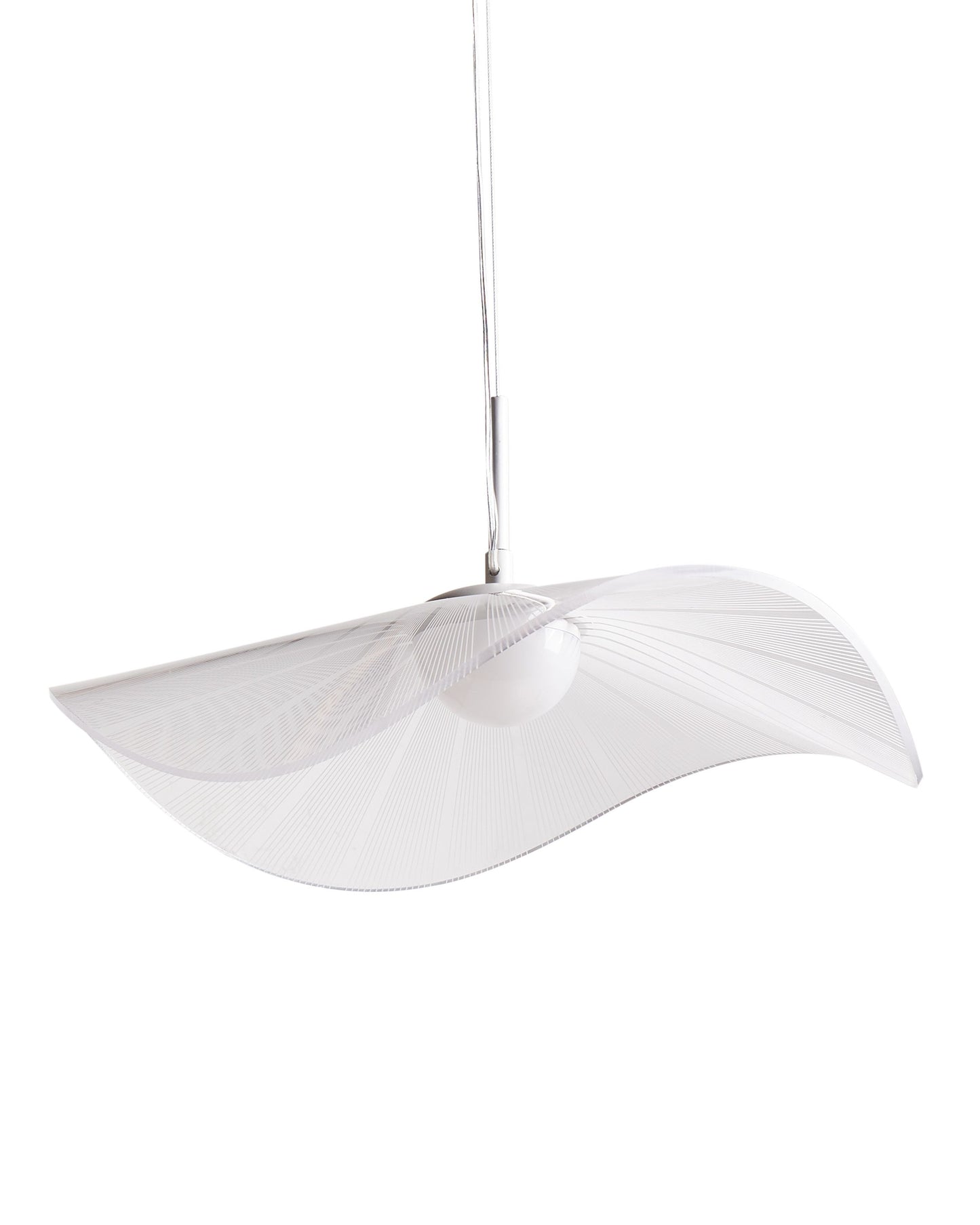 Pendant LED Lamp White Metal Acrylic Shade Open Bulb Wavy