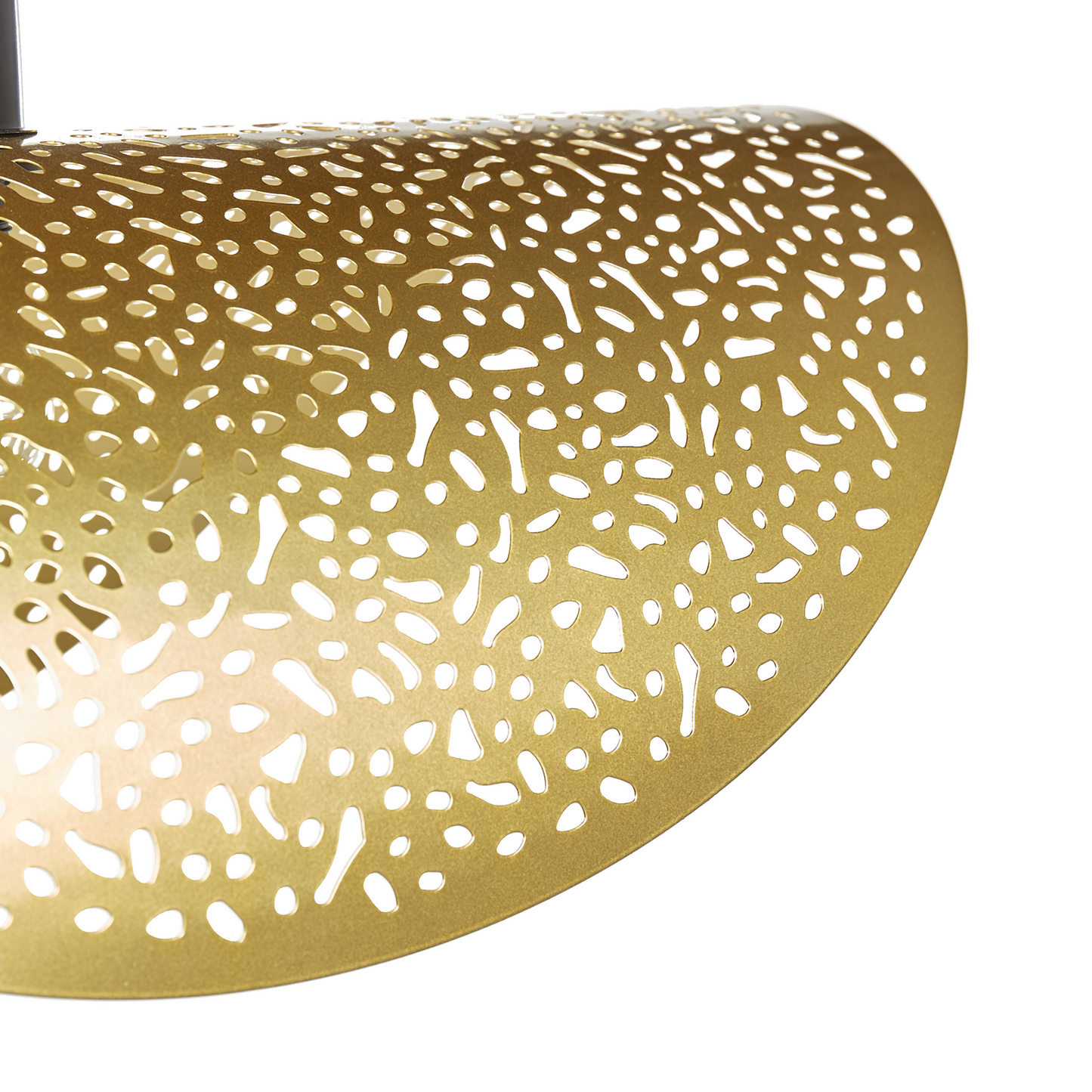 Golden Iron Pendant Lamp With Perforated Metal Shade Modern Glamour