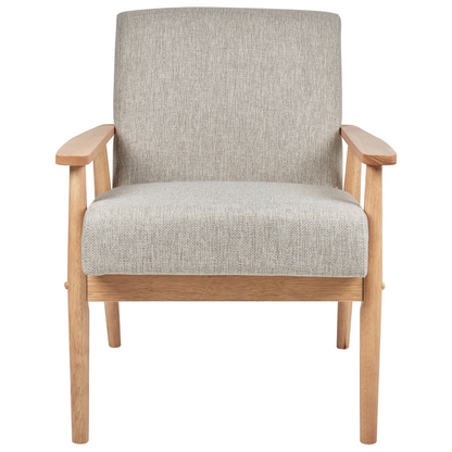 Armchair Grey Polyester Linen Upholstery Mid Century Modern With Light Wood Frame