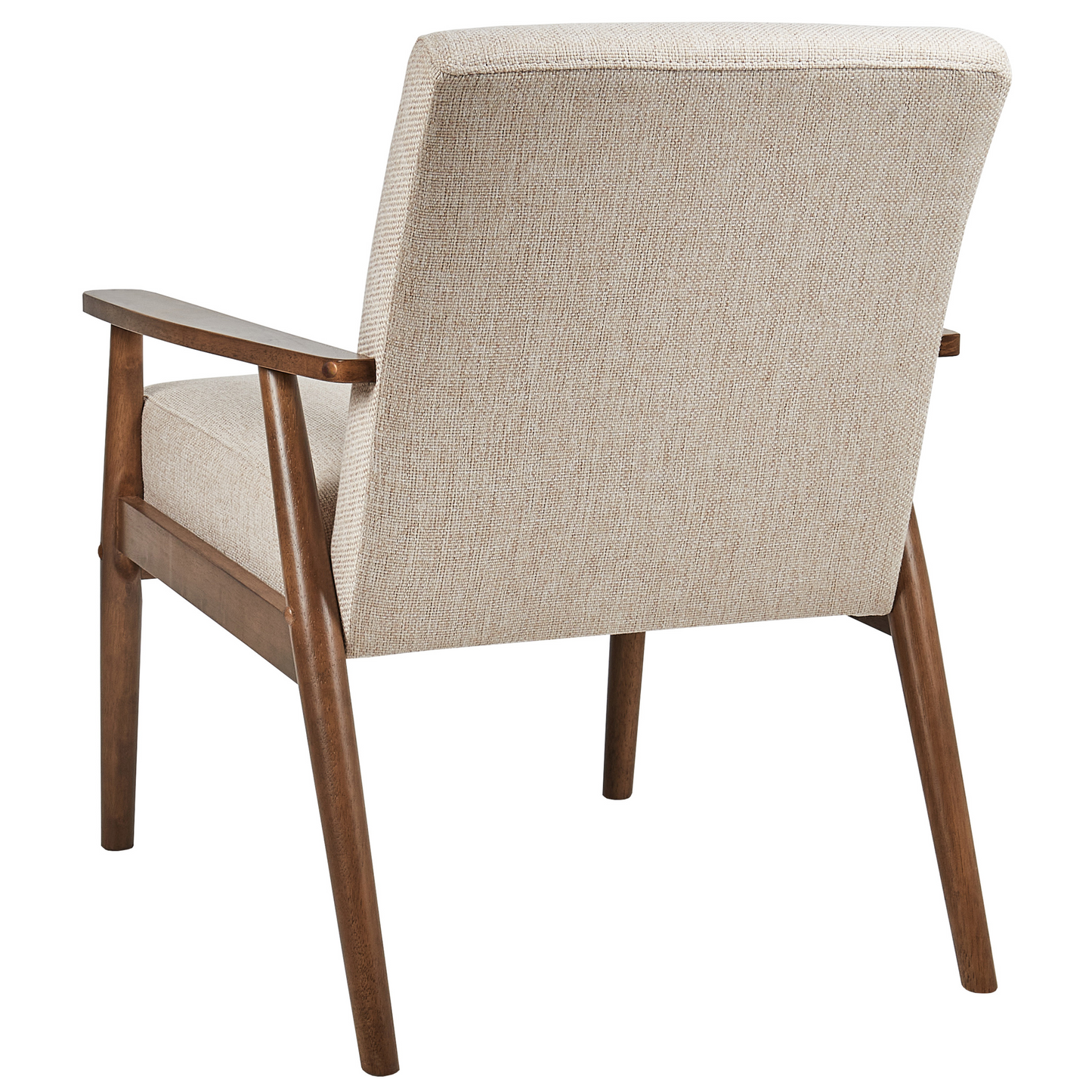 Luma Armchair Beige Polyester Linen Upholstery Retro Dark Wood Frame