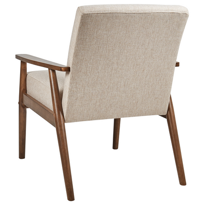 Luma Armchair Beige Polyester Linen Upholstery Retro Dark Wood Frame