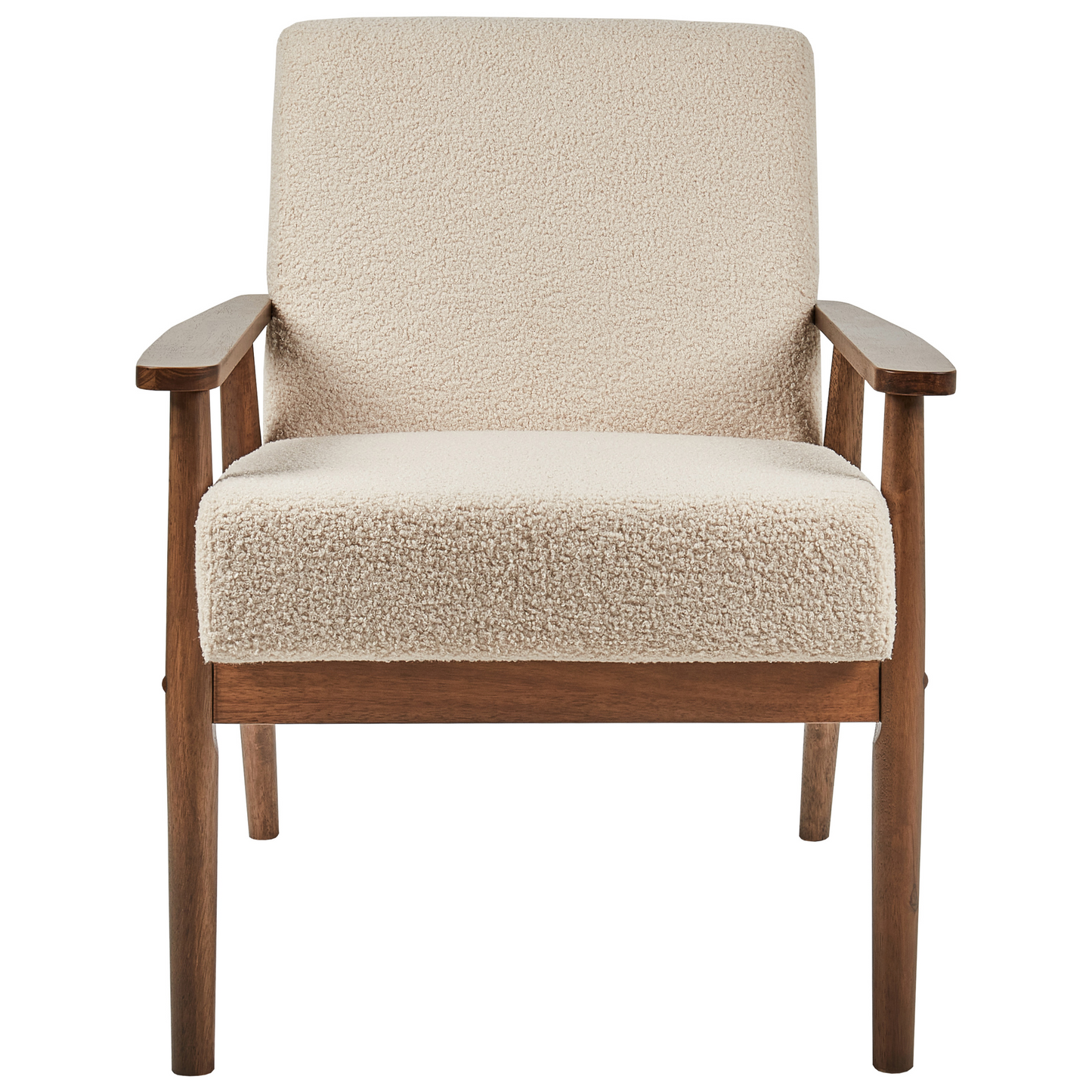 Armchair Beige Boucl? Upholstery Retro Design Wood Frame
