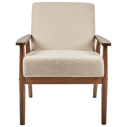 Armchair Beige Boucl? Upholstery Retro Design Wood Frame