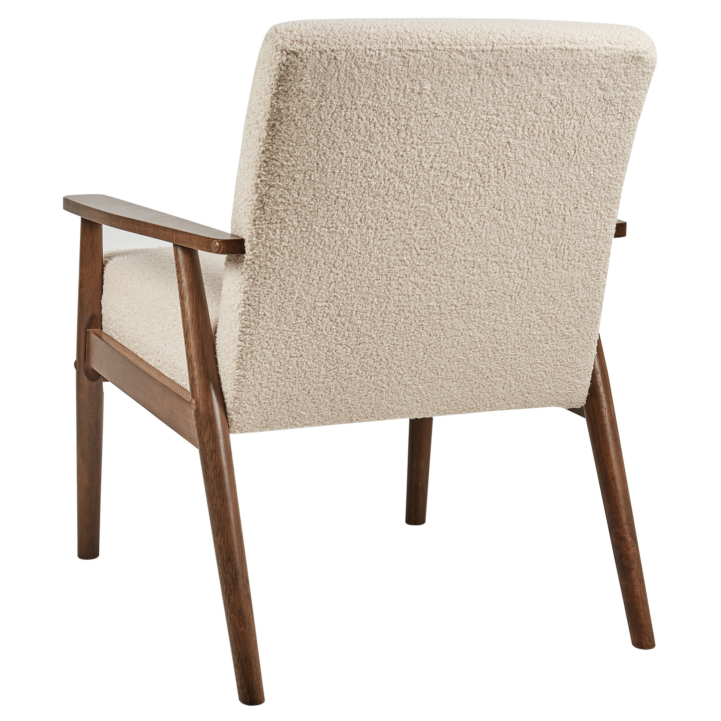 Armchair Beige Boucl? Upholstery Retro Design Wood Frame
