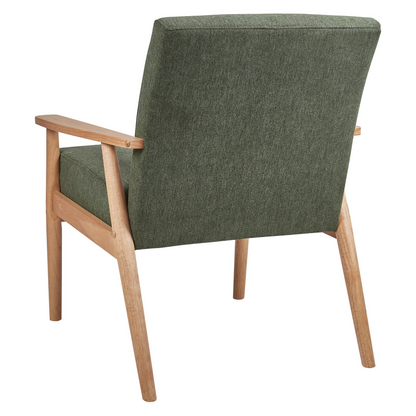 Armchair Green Polyester Upholstery Retro Wood Frame