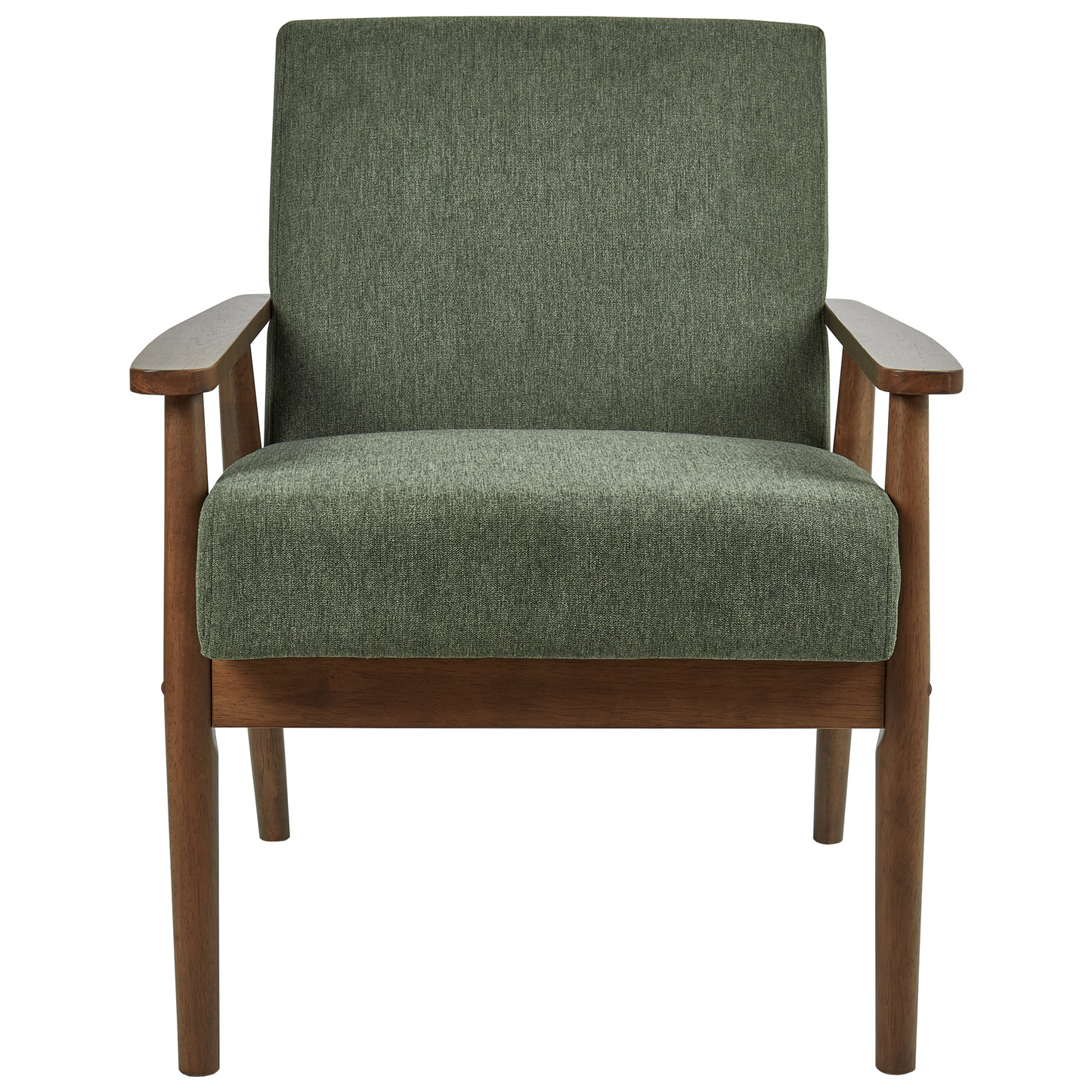 Armchair Green Retro Design With Dark Wood Frame