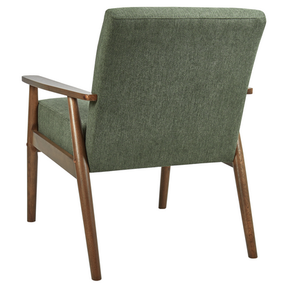 Armchair Green Retro Design With Dark Wood Frame