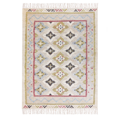 Handwoven Multicolour Jute Rug 140 x 200cm With Tassels