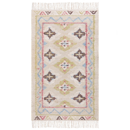 Handwoven Multicolour Jute Area Rug 80 x 150 With Tassels