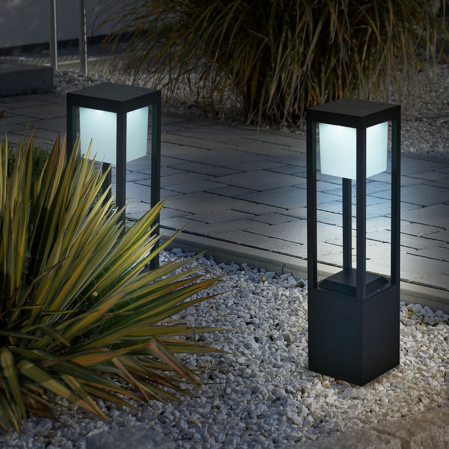 Solar LED Bollard Lamp 60cm Black Metal