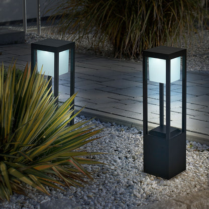 Solar LED Bollard Lamp 60cm Black Metal