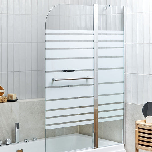Silver Shower Bath Screen With Doors 140 x 100cm Adjustable