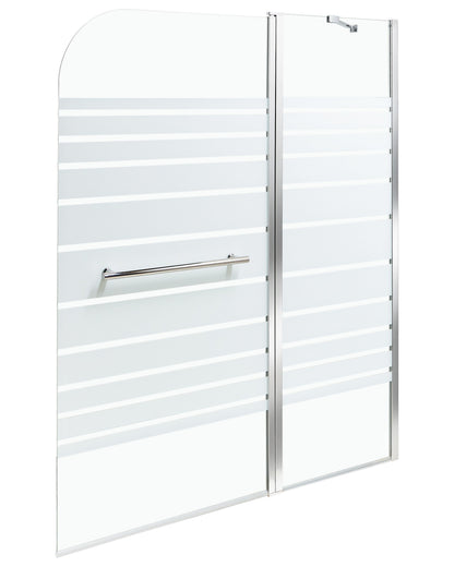 Silver Shower Bath Screen With Doors 140 x 100cm Adjustable
