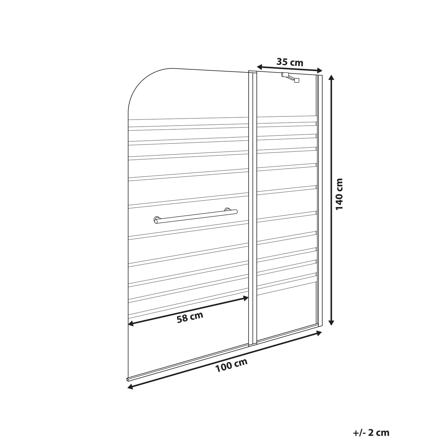 Silver Shower Bath Screen With Doors 140 x 100cm Adjustable