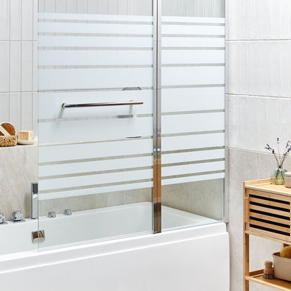 Silver Frosted Glass Shower Screen 140 x 120cm Adjustable