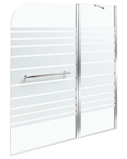Silver Frosted Glass Shower Screen 140 x 120cm Adjustable