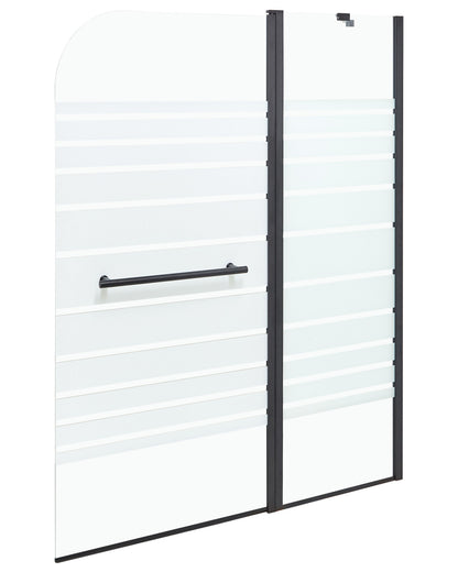 Shower Bath Screen Doors Black Glass 140 x 100cm Adjustable