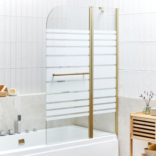 Shower Screen Doors Gold Frosted Tempered Glass 140 x 100cm