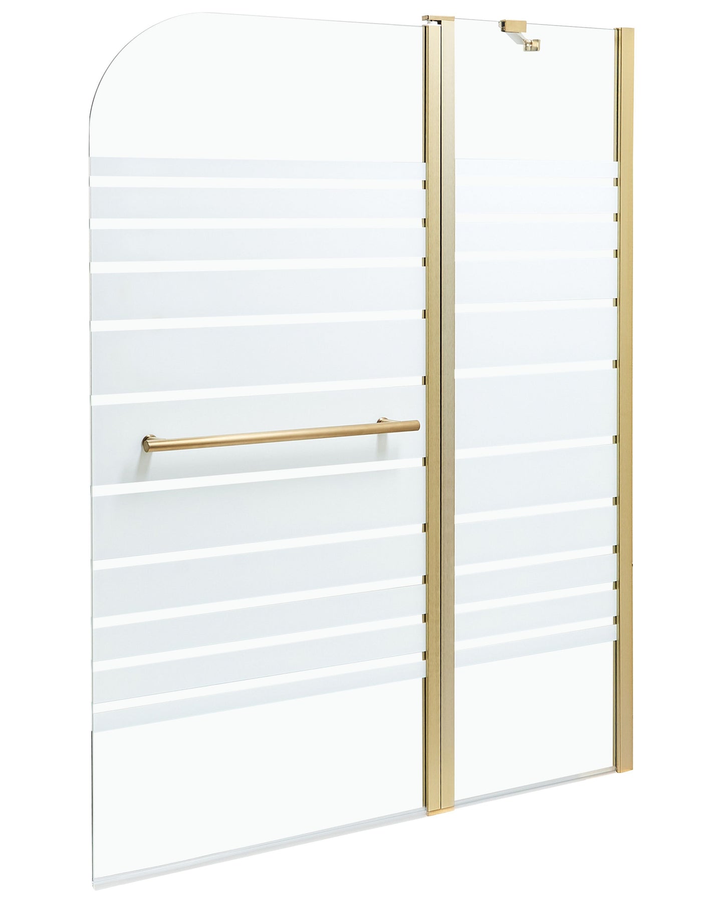 Shower Bath Screen With Doors Gold Transparent And Frosted Tempered Glass Aluminium Frame 140 x 120cm Adjustable