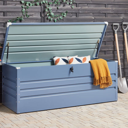 Outdoor Storage Box Blue Galvanized Steel 600 L Industrial Garden