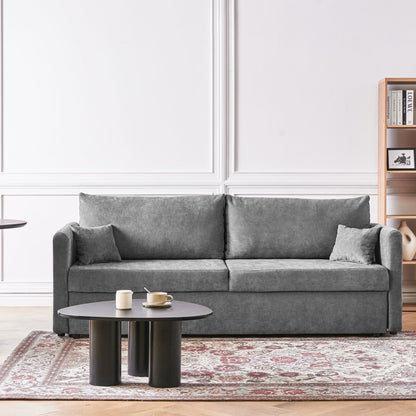 3 Seater Light Grey Chenille Sofa Bed With Storage