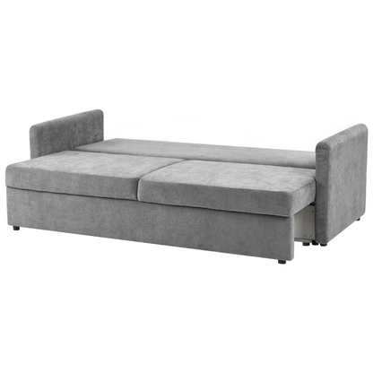 3 Seater Light Grey Chenille Sofa Bed With Storage
