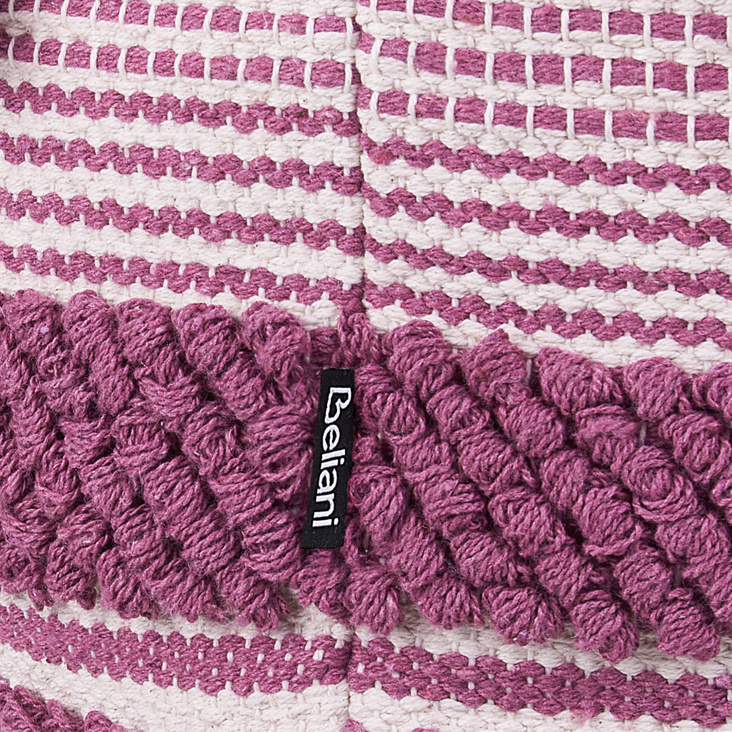 Pouffe Pink Cotton Tassels and Stripes