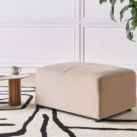 Taupe Upholstered Ottoman Footstool Minimalist Modern