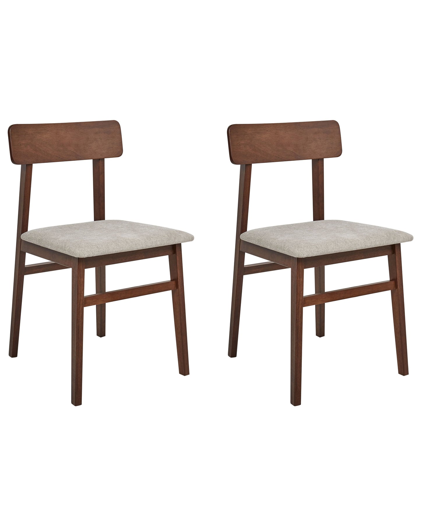 Dining Chairs Set Of 2 Dark Rubberwood Armless Taupe Fabric