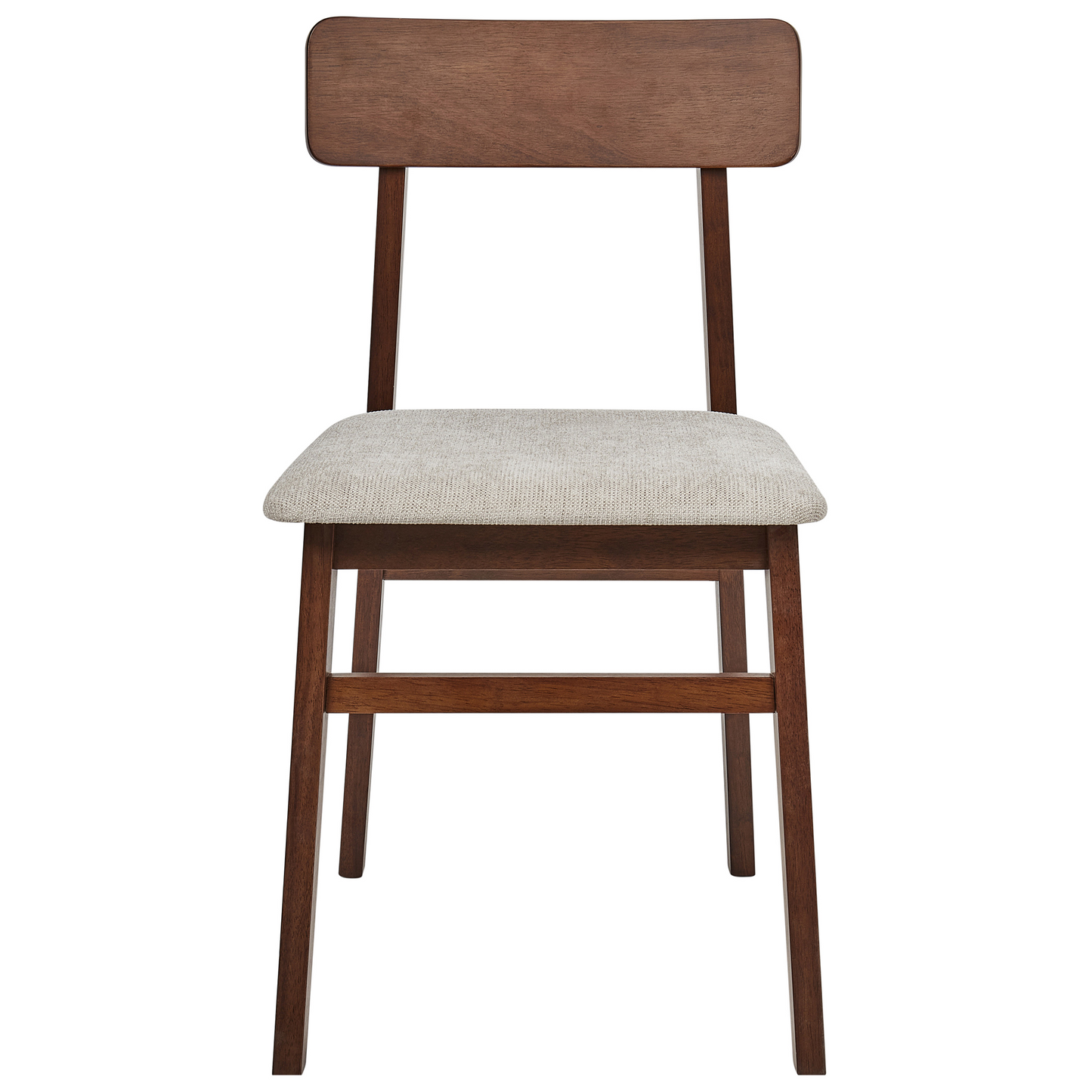 Dining Chairs Set Of 2 Dark Rubberwood Armless Taupe Fabric