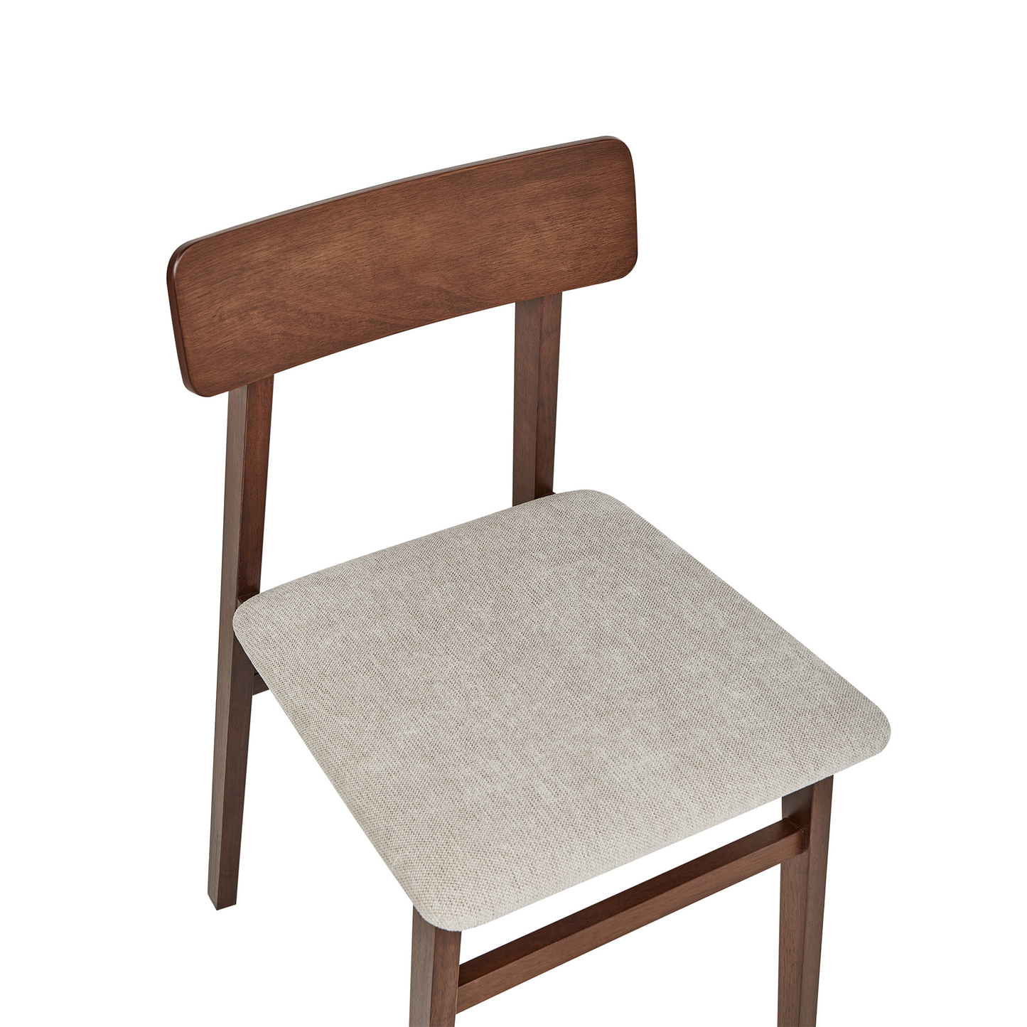 Dining Chairs Set Of 2 Dark Rubberwood Armless Taupe Fabric