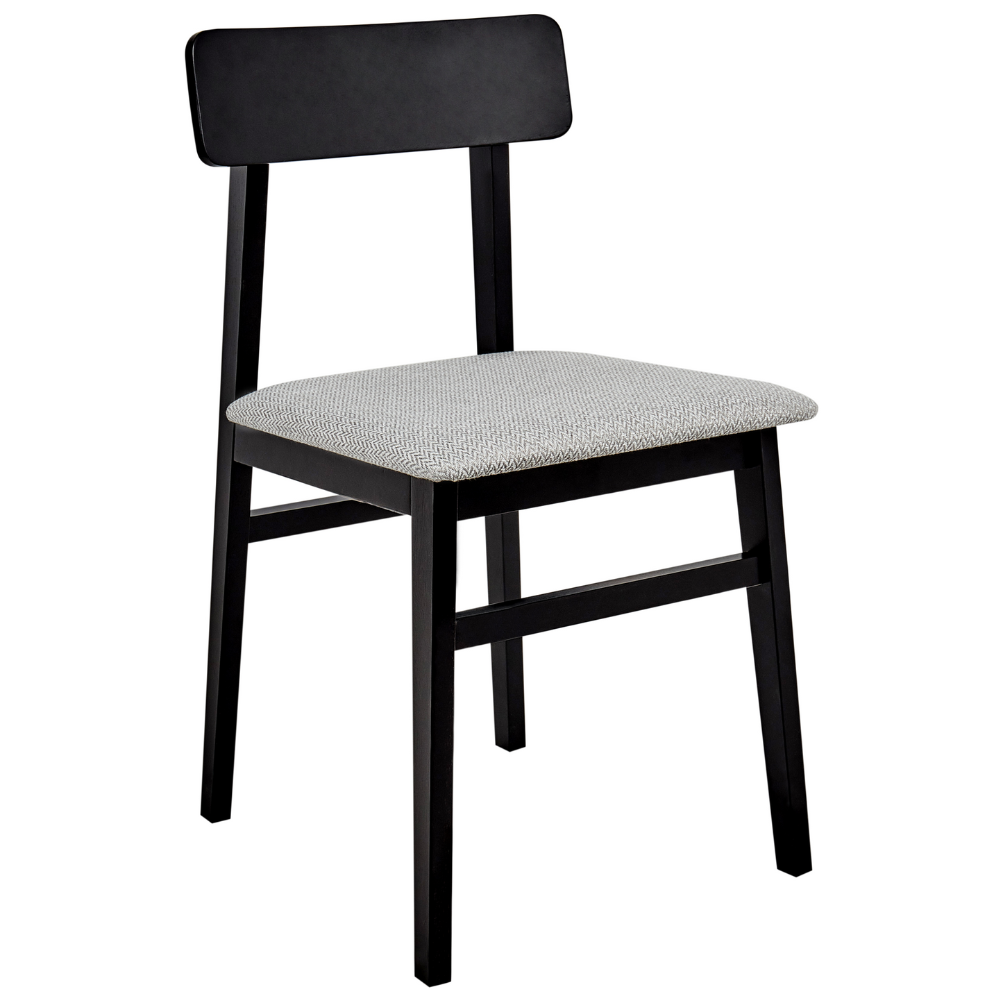 Set of 2 Dining Chairs Black Rubberwood Frame Light Grey Seat