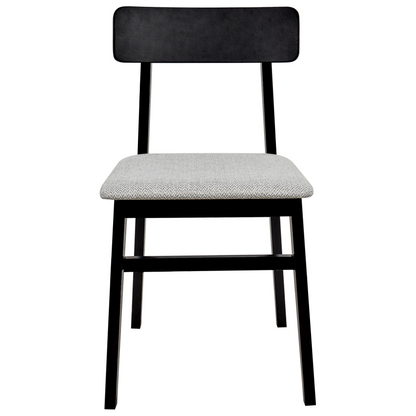 Set of 2 Dining Chairs Black Rubberwood Frame Light Grey Seat