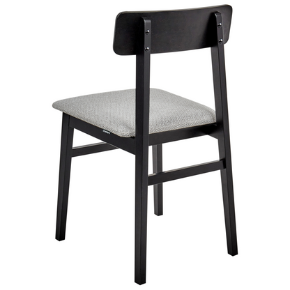 Set of 2 Dining Chairs Black Rubberwood Frame Light Grey Seat