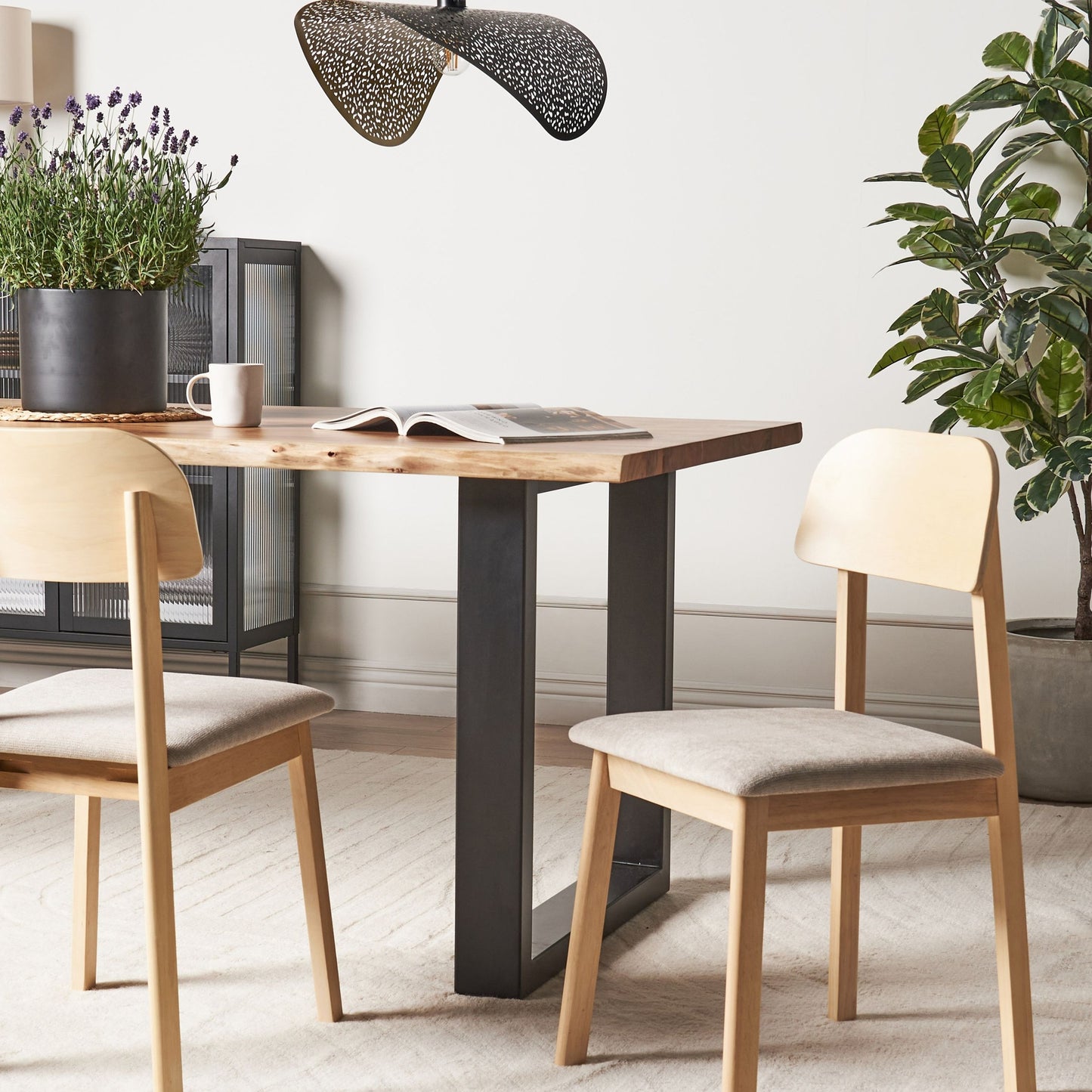 Taupe Light Rubberwood Frame Dining Chairs Set Of 2 Armless Retro Design With Polyester Seats