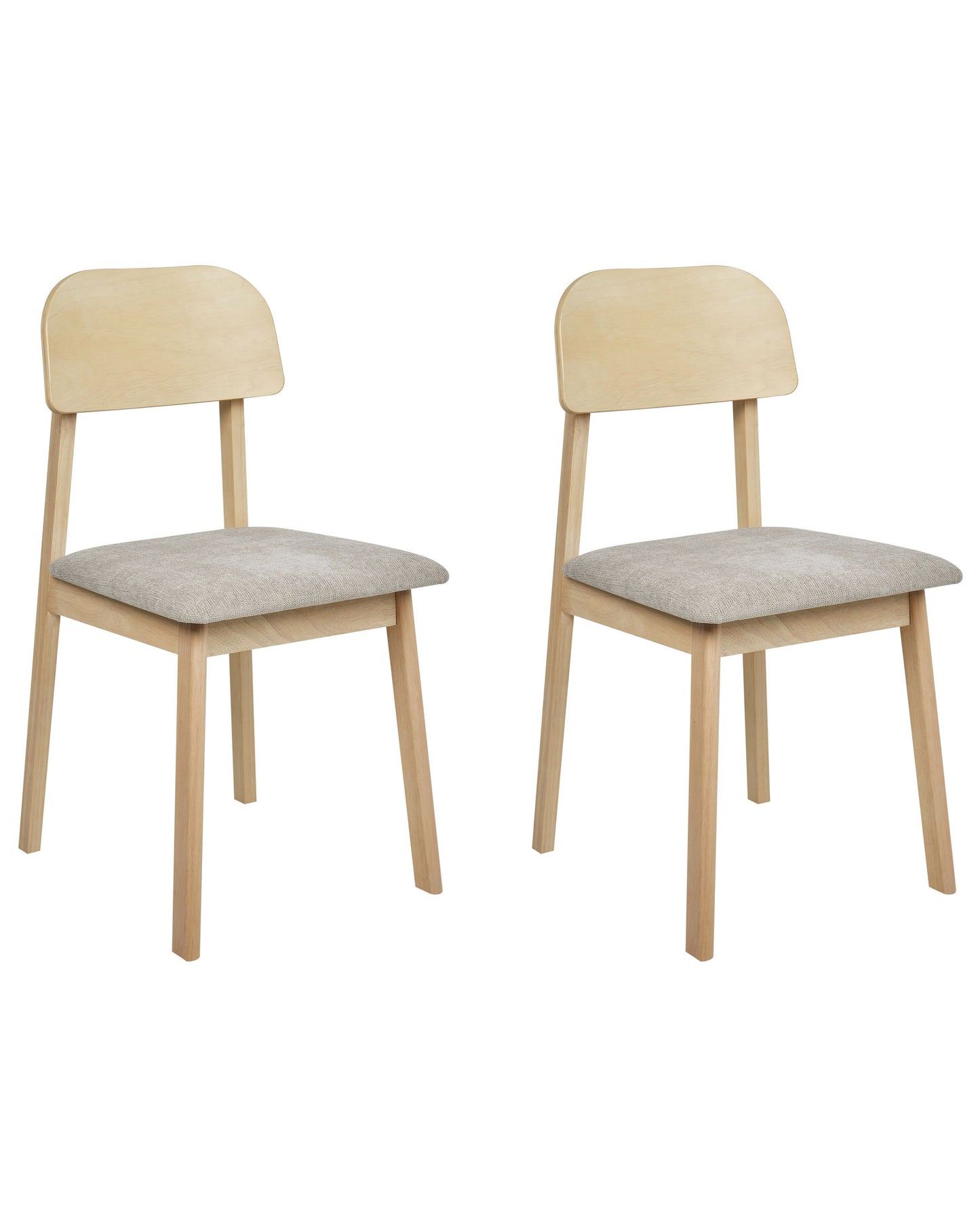 Taupe Light Rubberwood Frame Dining Chairs Set Of 2 Armless Retro Design With Polyester Seats