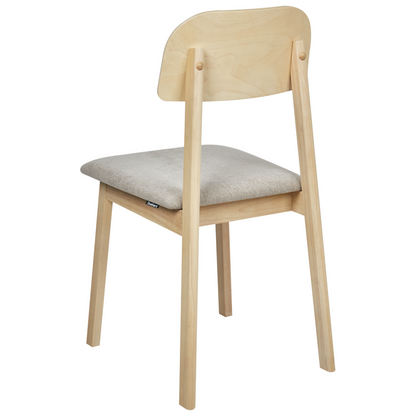 Taupe Light Rubberwood Frame Dining Chairs Set Of 2 Armless Retro Design With Polyester Seats