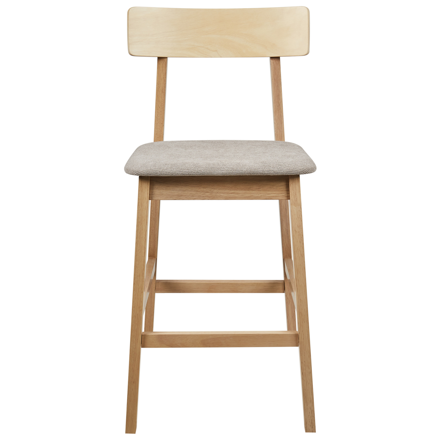 Set Of 2 Bar Chairs Light Brown Taupe Rubberwood Seats