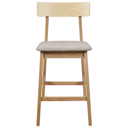 Set Of 2 Bar Chairs Light Brown Taupe Rubberwood Seats